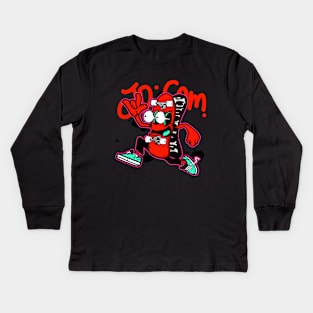 Dope running skateboard cartoon illustration Kids Long Sleeve T-Shirt